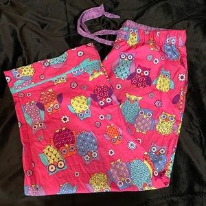 Nick & Nora Sleepwear Pink Owl Pajama Pant Bottoms